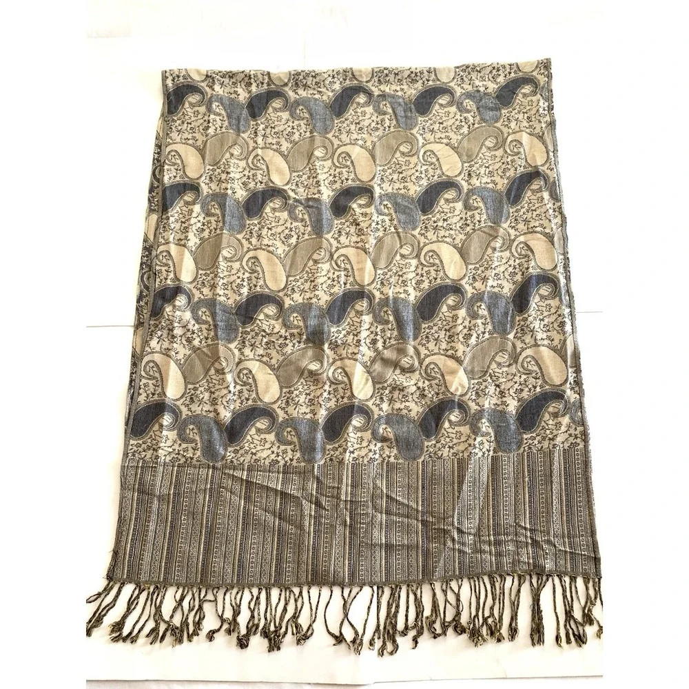 Paisley Pashmina Scarf Women Multicolor Woven Fringe Shawl Colorful Cozy 68